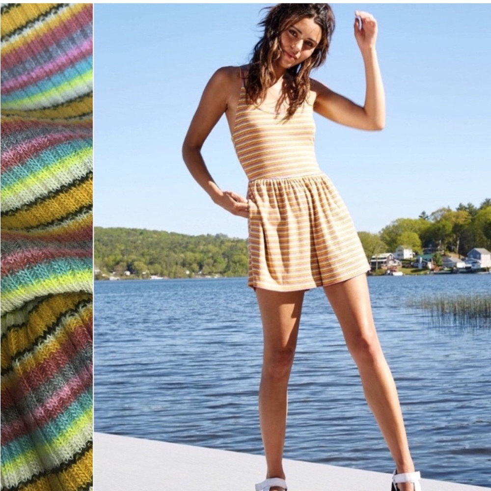 Wild Fable Multi Striped Ribbed Knit Tank Romper